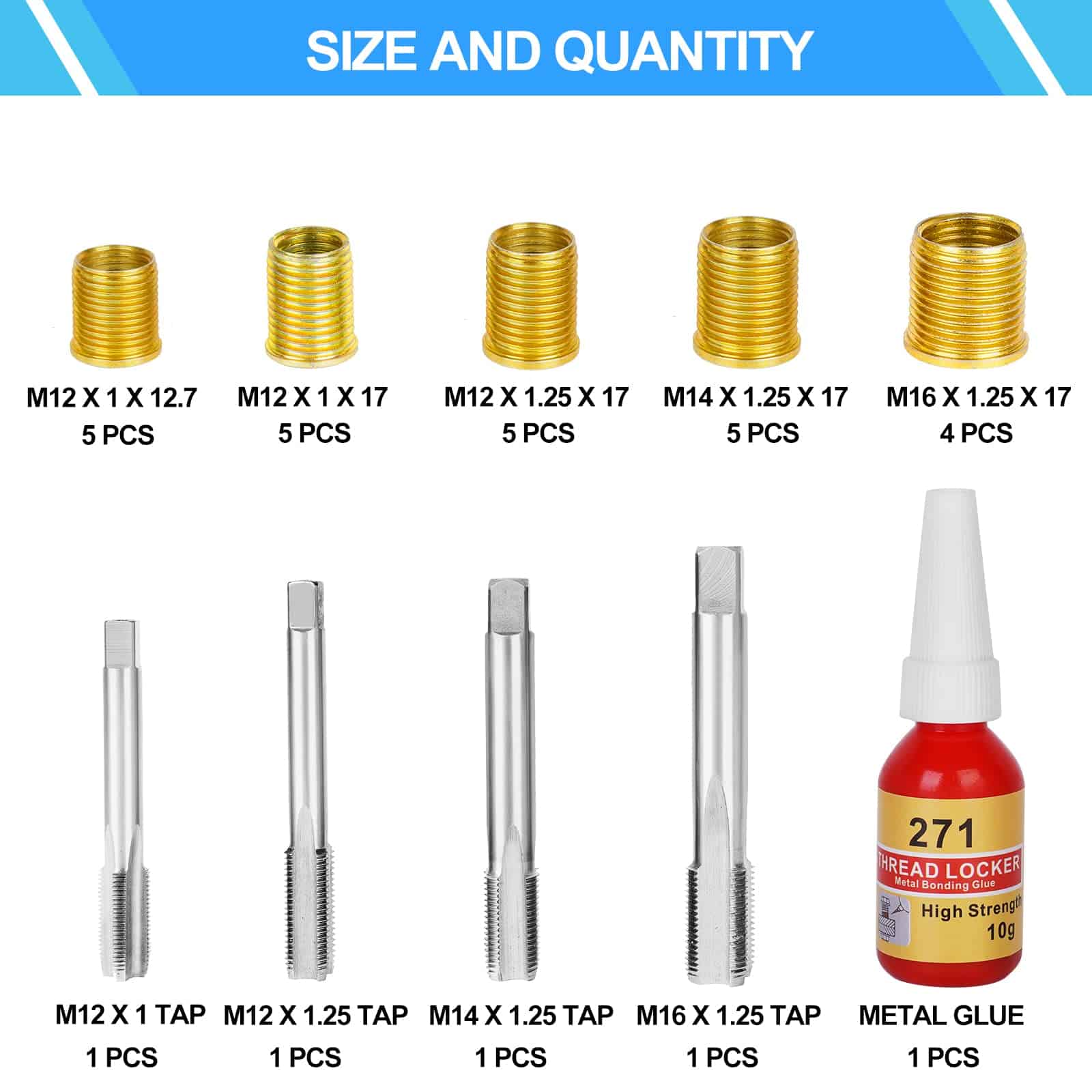 Kit de Reparación de Rosca de Bujía de 28 Piezas, Grifo y - Imagen 6