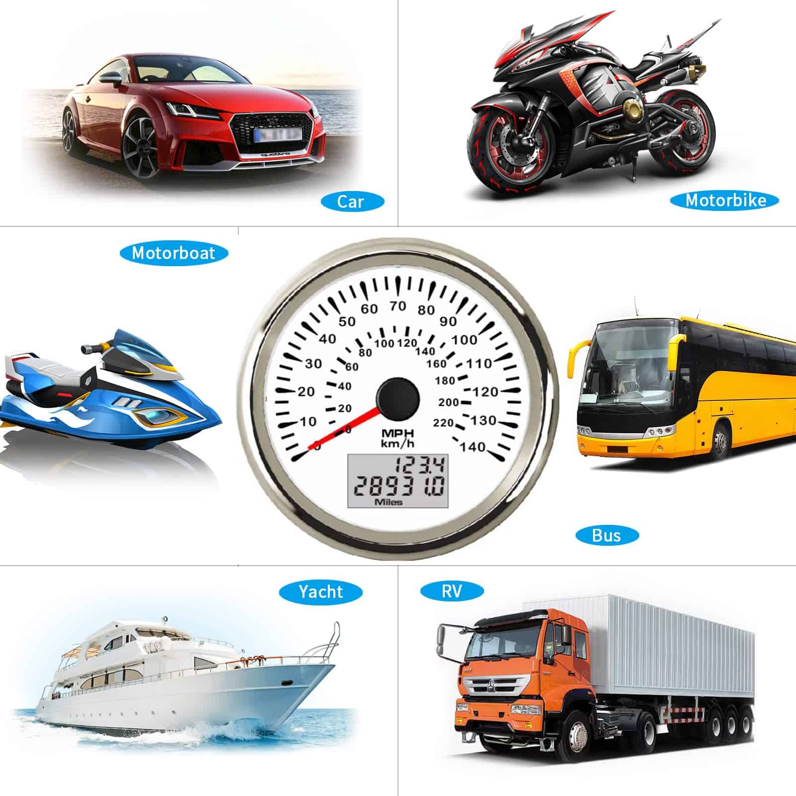 DunkTeam Velocímetro GPS Universal 85mm LED Luz de Fondo - Imagen 7