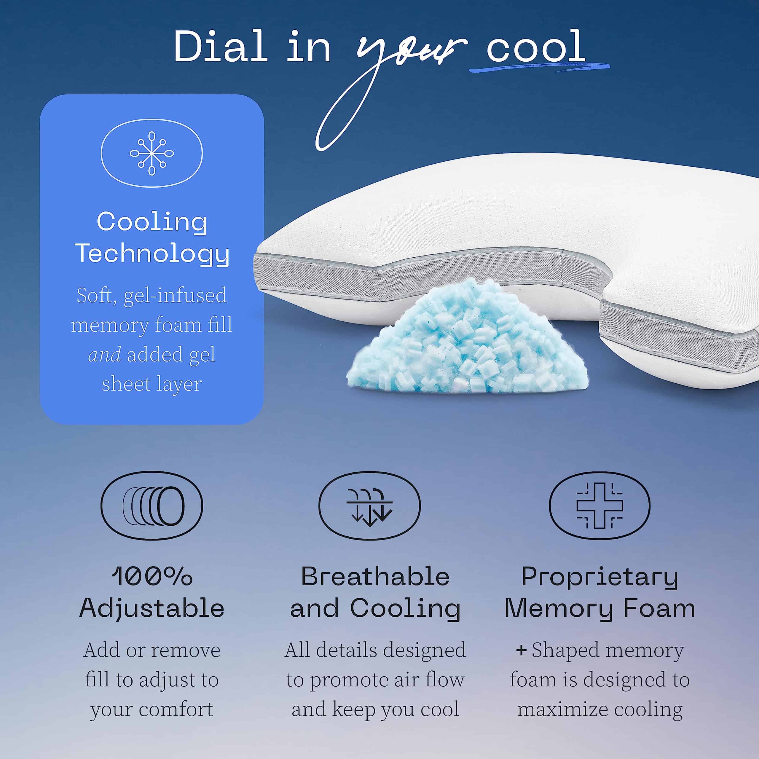 Almohada Ajustable con Gel de Enfriamiento y Corte para - Imagen 3