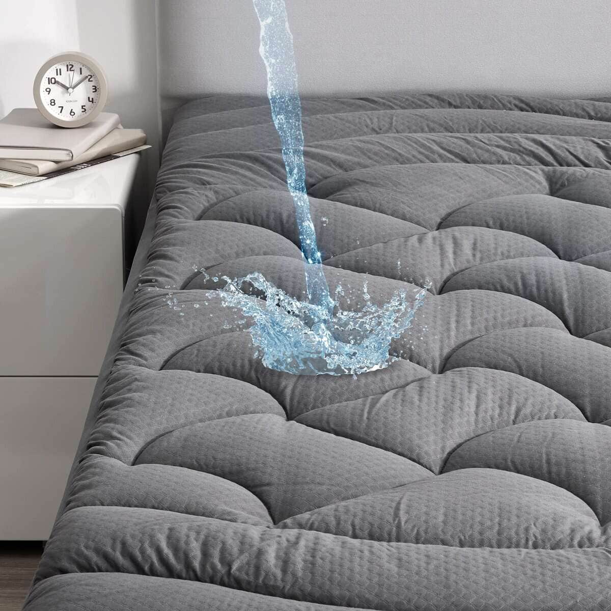 SLEEP ZONE Protector de Colchón Impermeable Gris para Cama