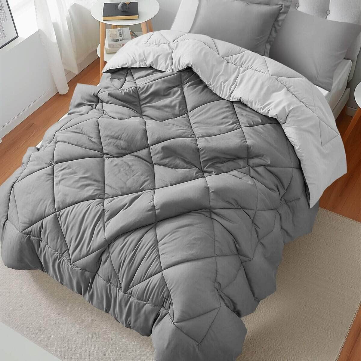 Juego de Edredón Twin XL BEDELITE 5 Piezas -Gris Oscuro/Gris - Imagen 9