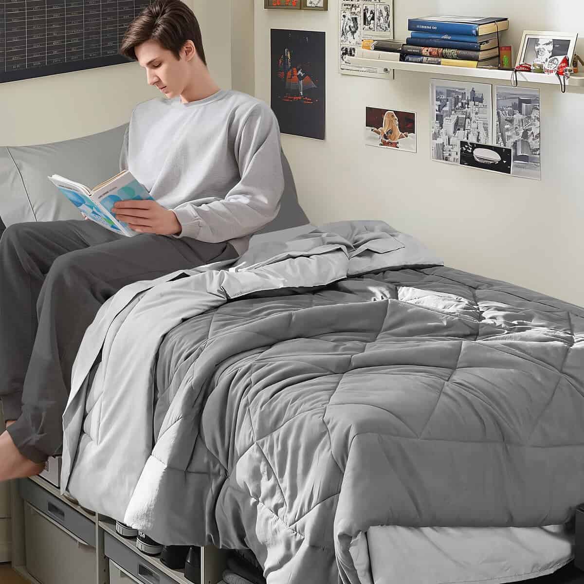 Juego de Edredón Twin XL BEDELITE 5 Piezas -Gris Oscuro/Gris - Imagen 5