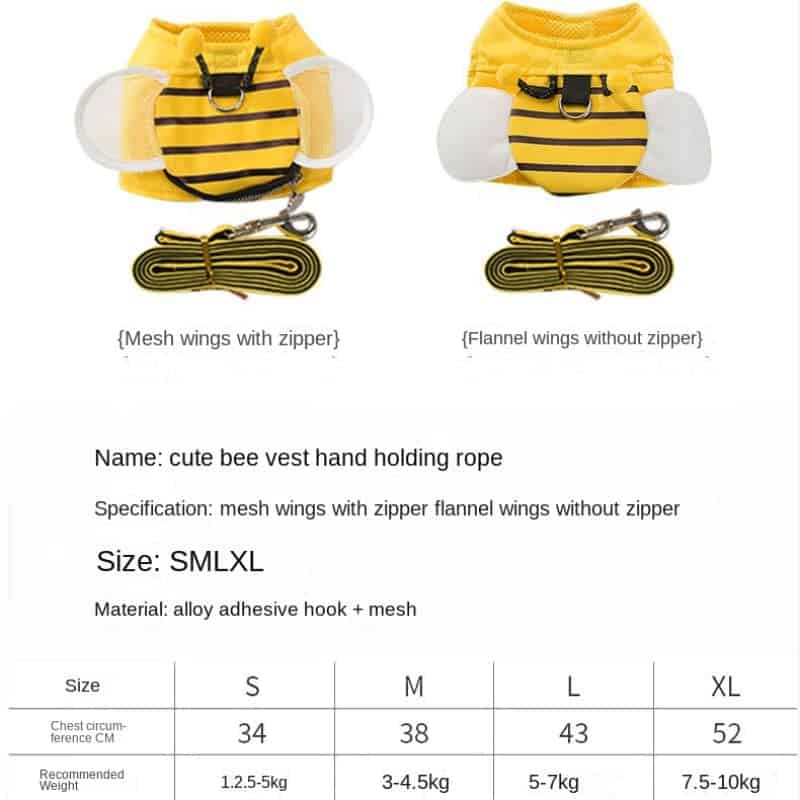 Chaleco de arnés para gato Little Bee cute - Correa - Imagen 10