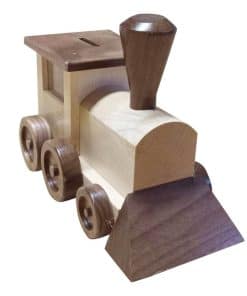 Hucha de Tren de Madera Genuina - Hecha a Mano en Estados