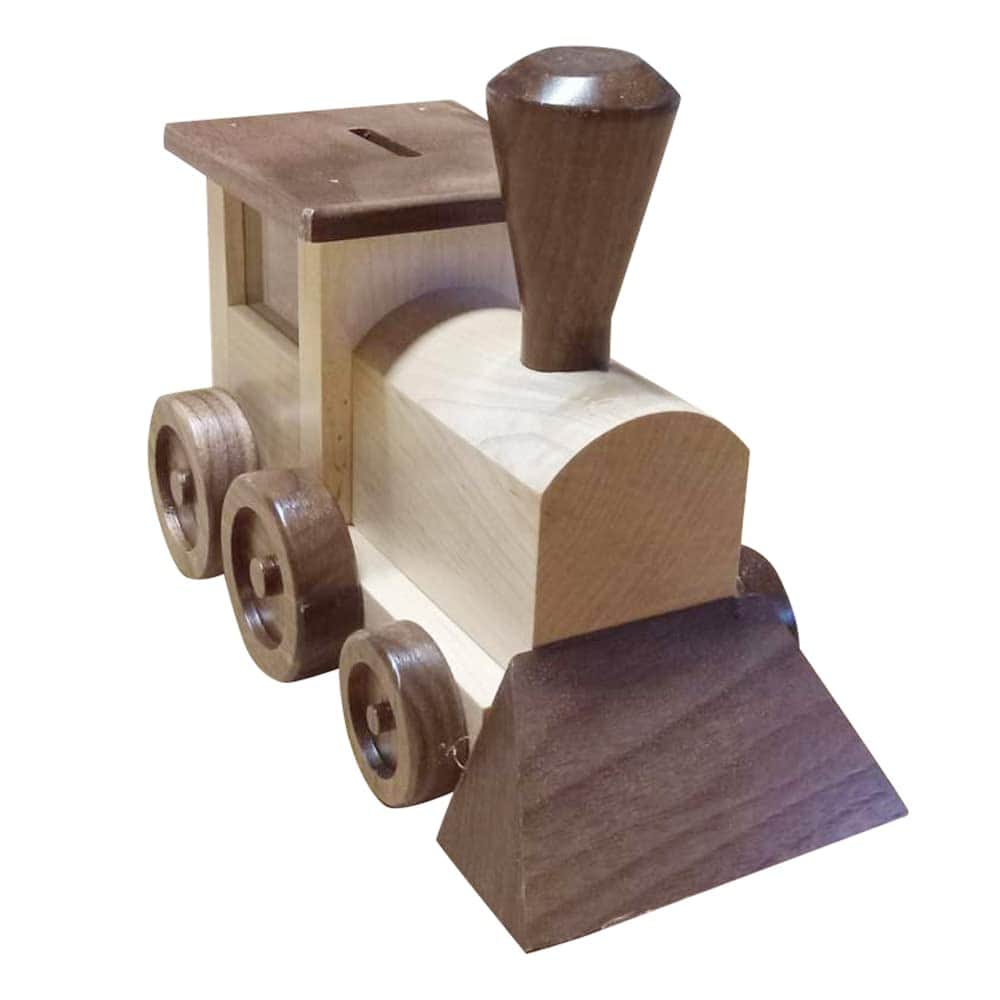 Hucha de Tren de Madera Genuina - Hecha a Mano en Estados