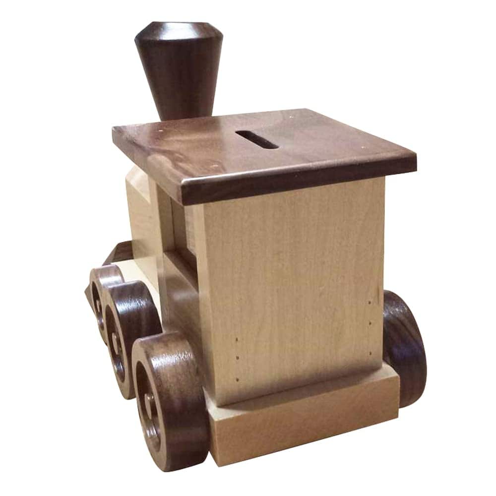 Hucha de Tren de Madera Genuina - Hecha a Mano en Estados - Imagen 5