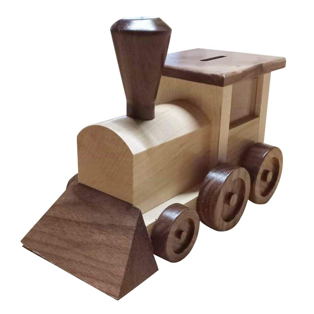 Hucha de Tren de Madera Genuina - Hecha a Mano en Estados - Imagen 4