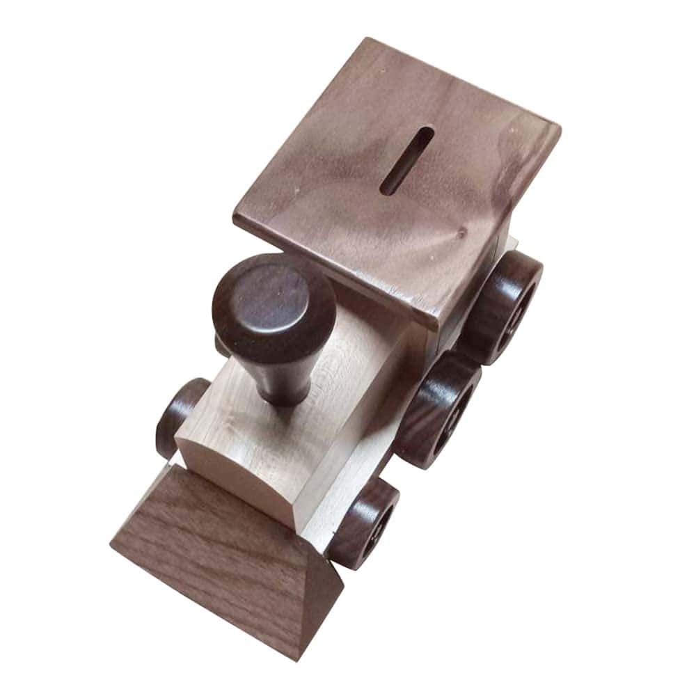 Hucha de Tren de Madera Genuina - Hecha a Mano en Estados - Imagen 3