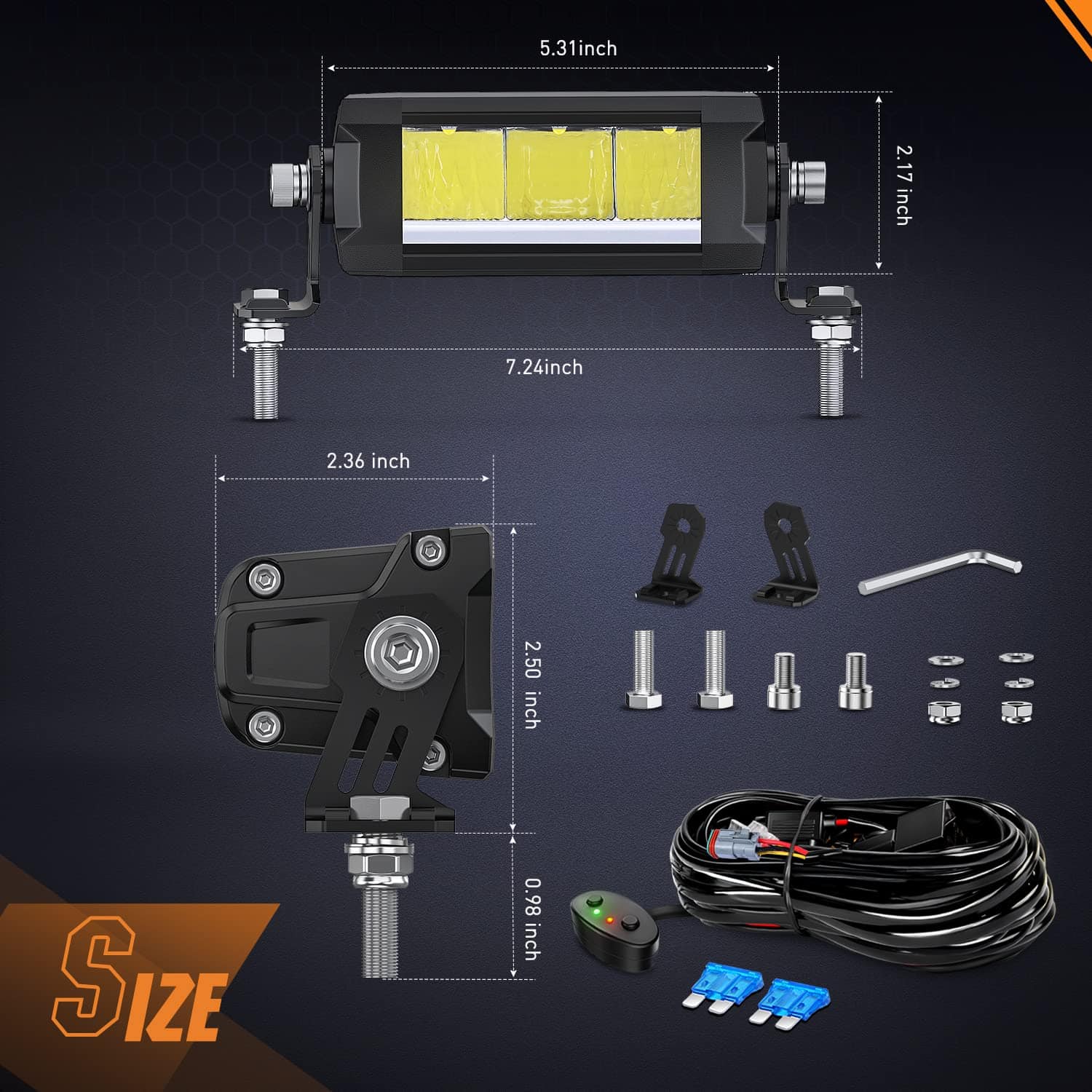 Barra de Luz LED Nilight de 5.3 Pulgadas de una Fila 2PCS - Imagen 9