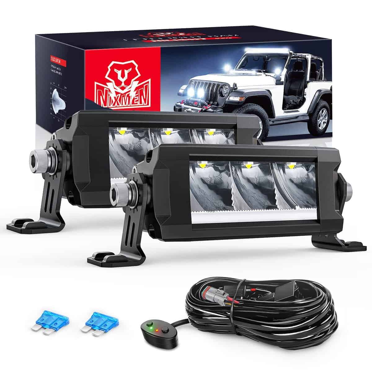 Barra de Luz LED Nilight de 5.3 Pulgadas de una Fila 2PCS