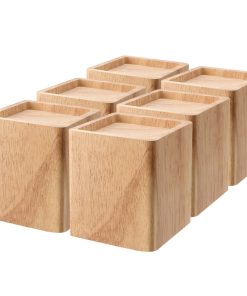 TAICHEUT 6 Pack Wood Bed Risers, 4 Inch Natural Square Dark