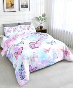 SETWIER Juego de Funda de Edredón King Rainbow Mariposa