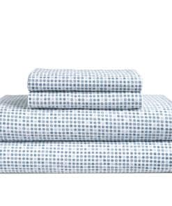 Juego de sábanas de franela de algodón LANE -Azul con Lunare