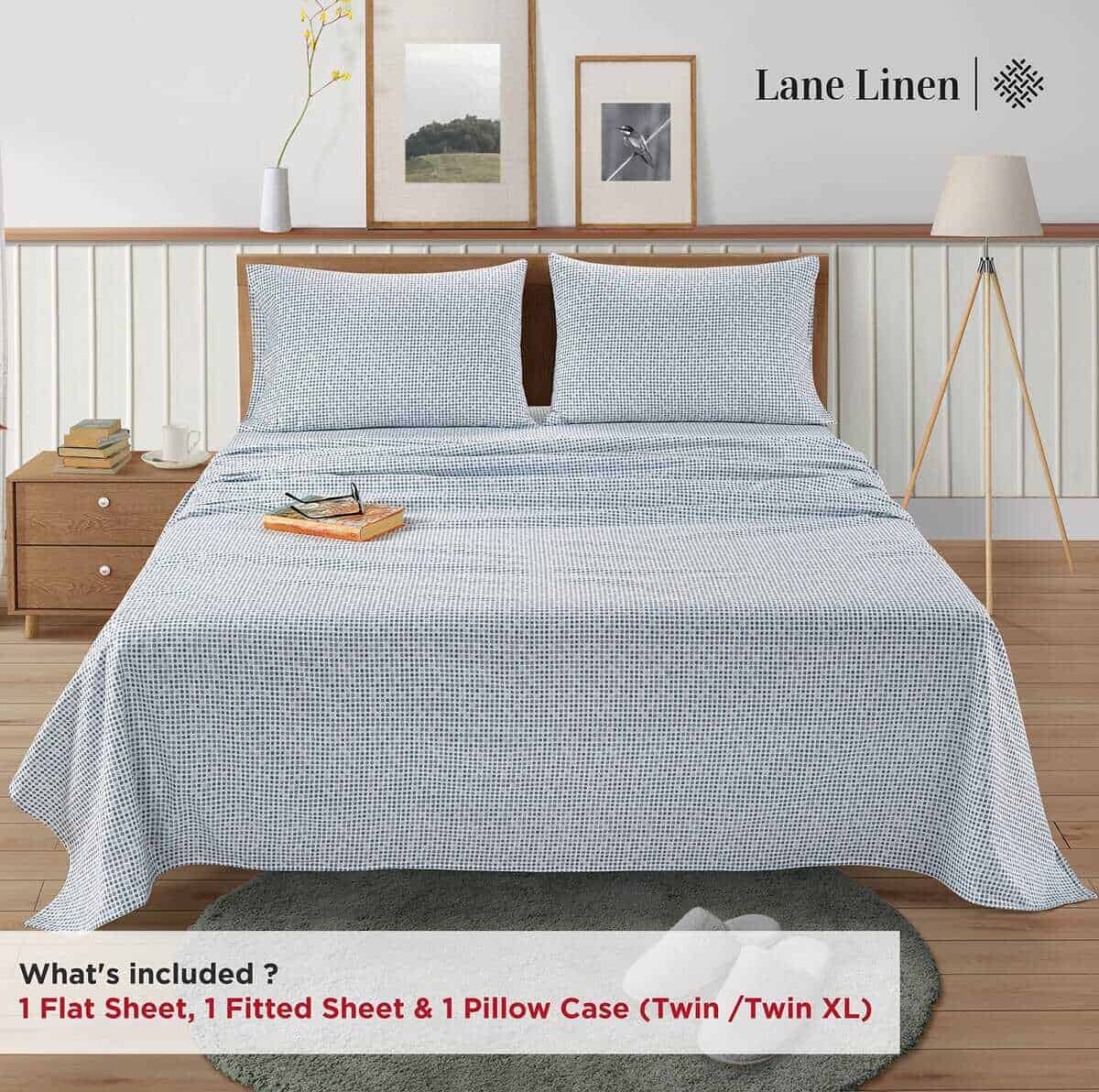 Juego de Sábanas de Franela 100% Algodón Twin LANE LINEN - - Imagen 6