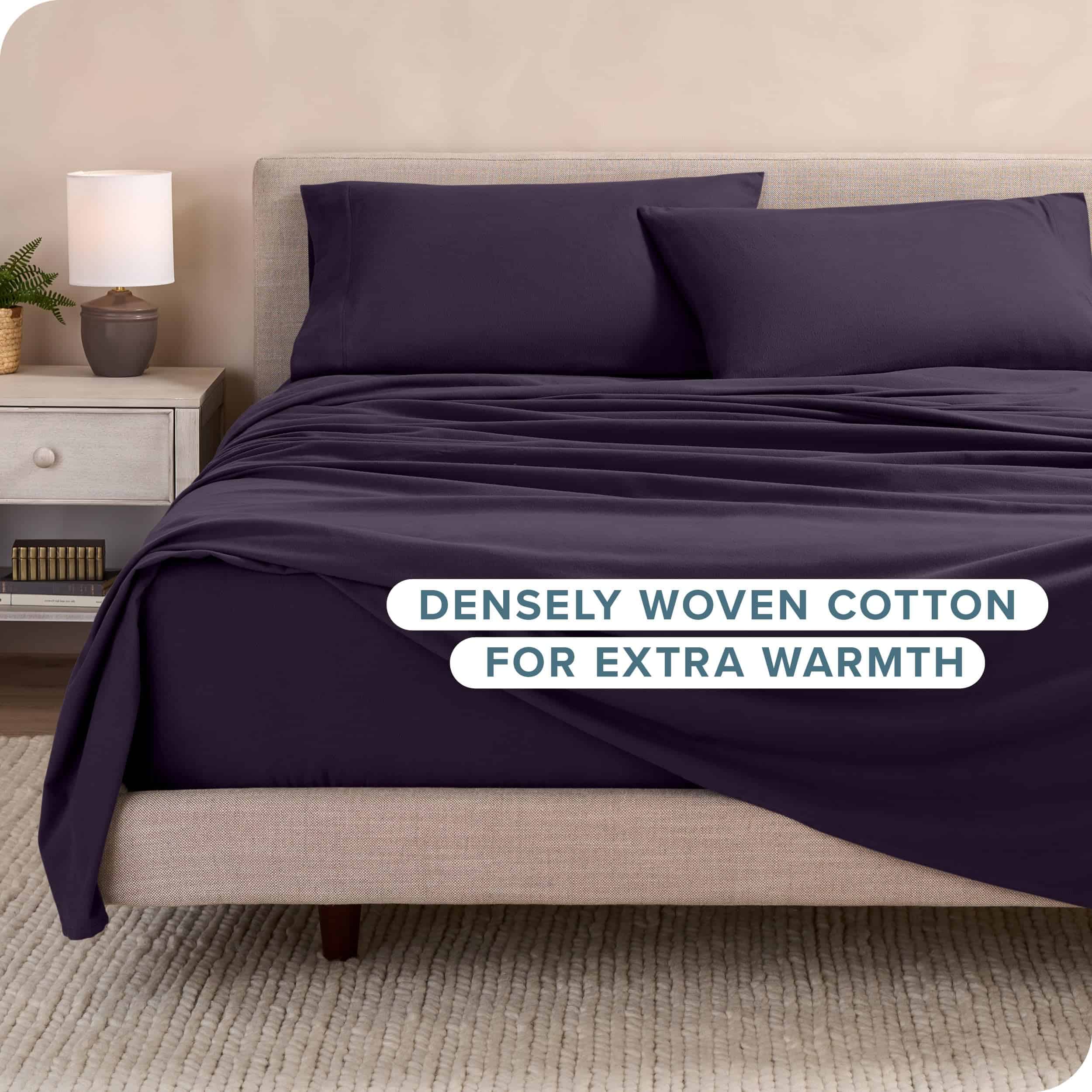 Juego de sábanas de franela Bare Home 100% -Berenjena - Imagen 5