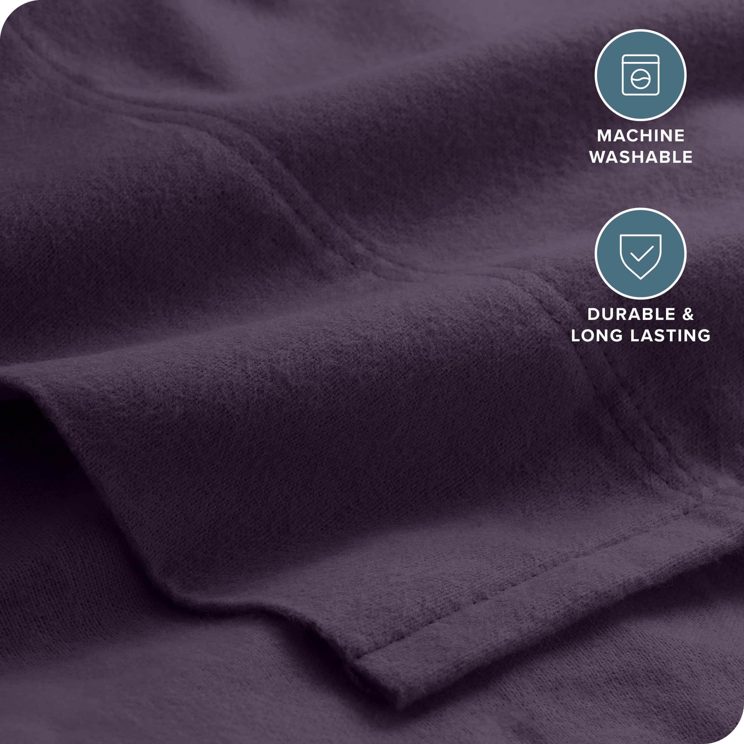 Juego de sábanas de franela Bare Home 100% -Berenjena - Imagen 4