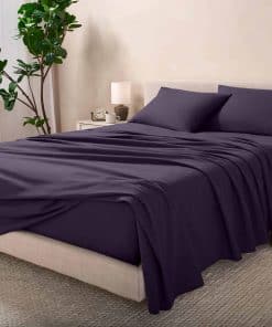 Juego de sábanas de franela Bare Home 100% -Berenjena