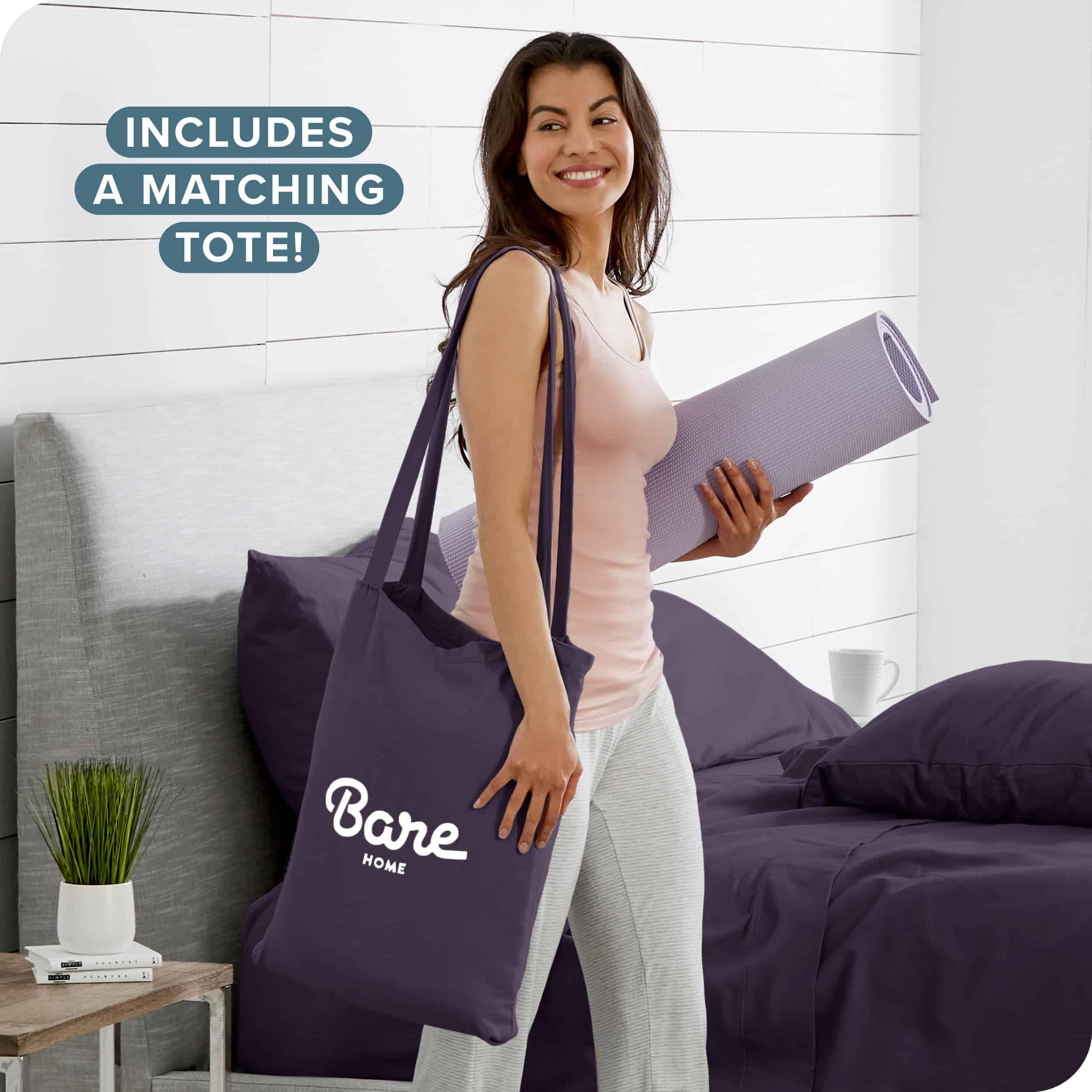 Juego de sábanas de franela Bare Home 100% -Berenjena - Imagen 10