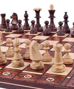 Hermoso Juego de Ajedrez de Madera Hecho a Mano -Marrón