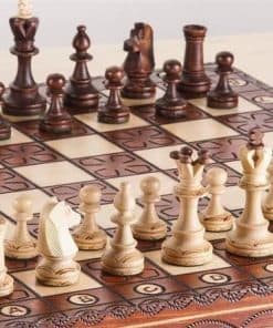 Hermoso Juego de Ajedrez de Madera Hecho a Mano -Marrón