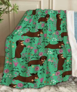 Manta ARTBLANKET Dachshund Dogs and Flowers de Franela