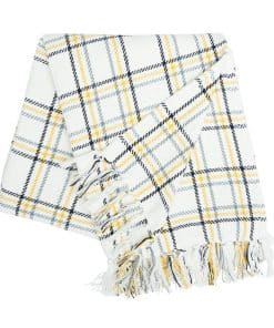 C&F Home Honey Bee Plaid Manta de sofá Amarilla con Patrón