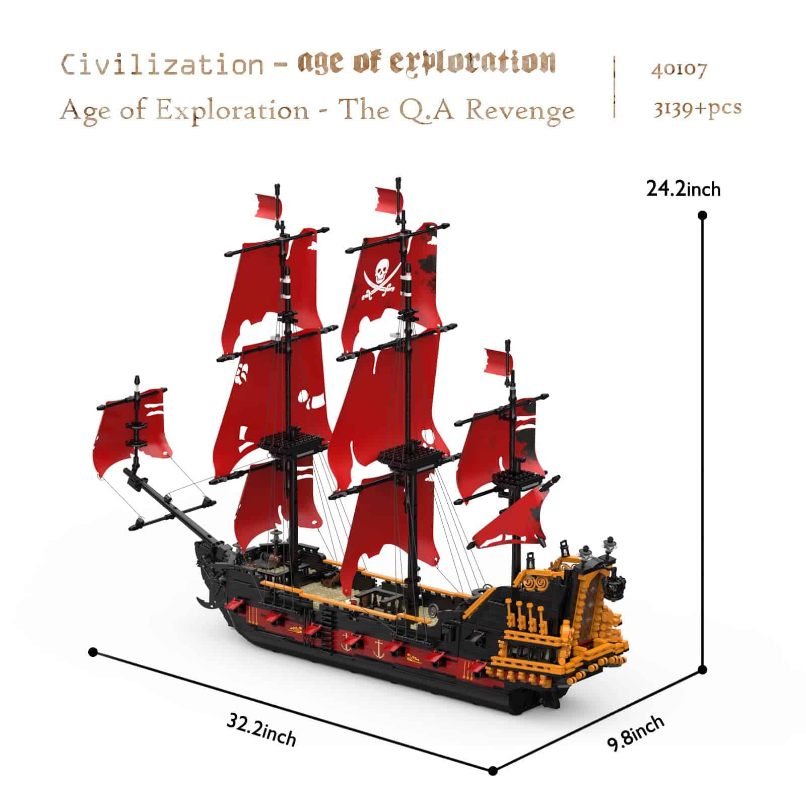 JMBricklayer Set de Construcción de Barco Pirata para - Imagen 5