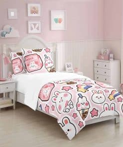 Juego de Edredón SW SETWIER Kawaii Animals Strawberry Queen