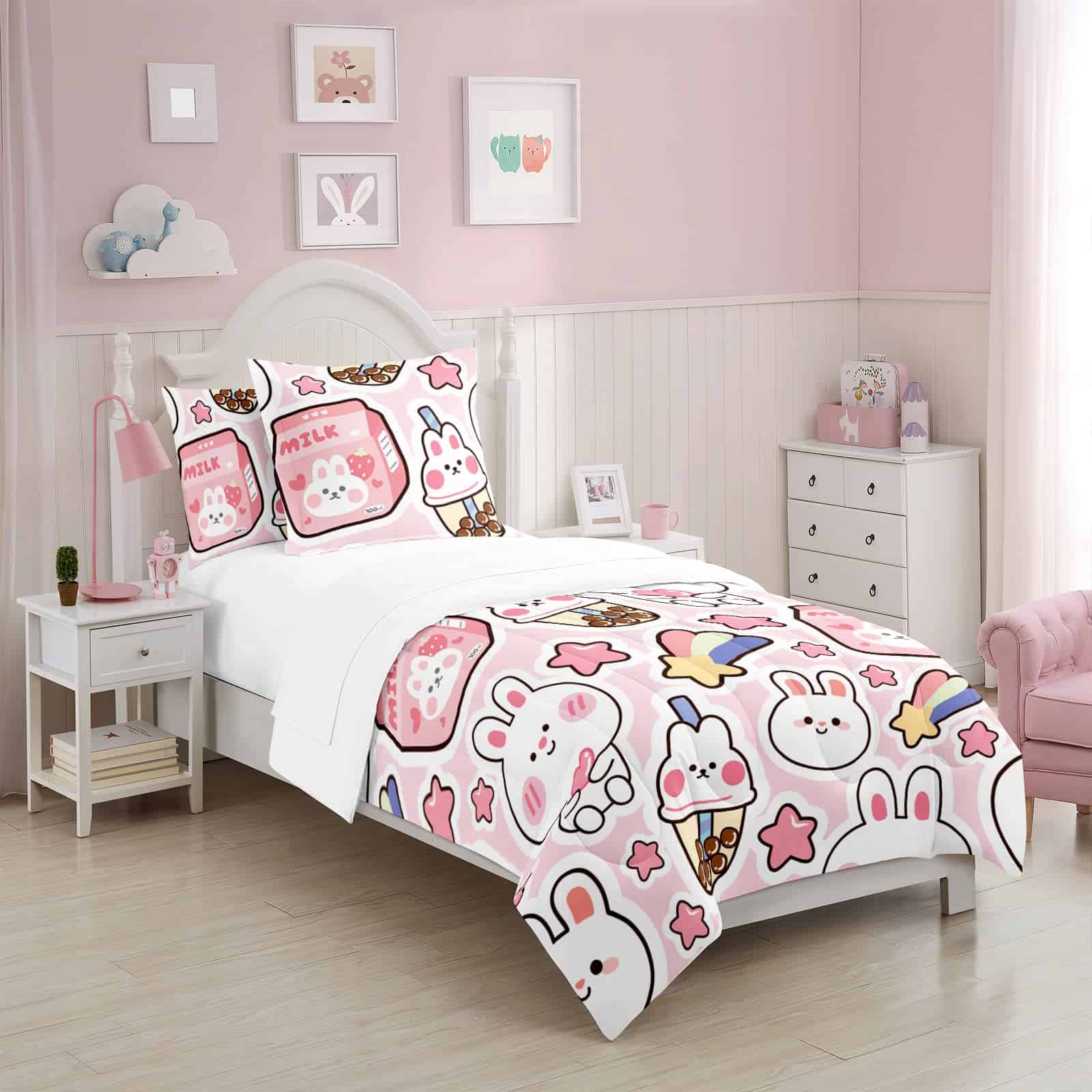 Juego de Edredón SW SETWIER Kawaii Animals Strawberry Queen