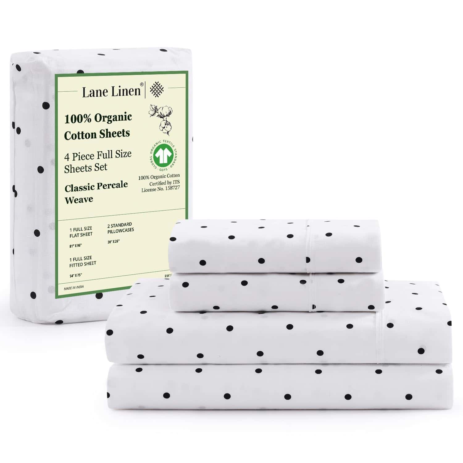 Juego de sábanas de algodón orgánico 100% LANE LINEN, 4