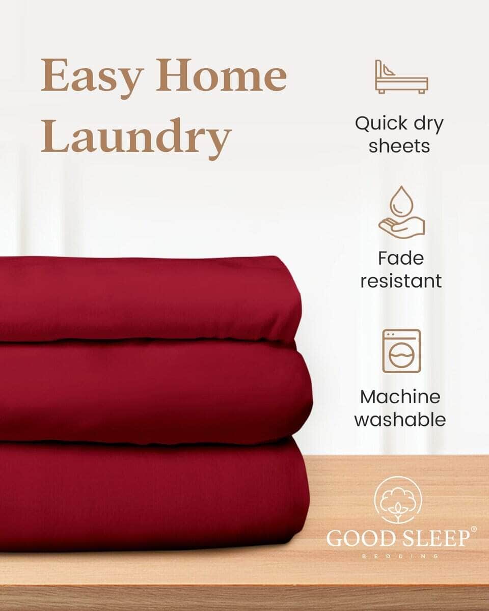 Juego de Sabanas California King en Borgoña de 4 Piezas, - Imagen 6
