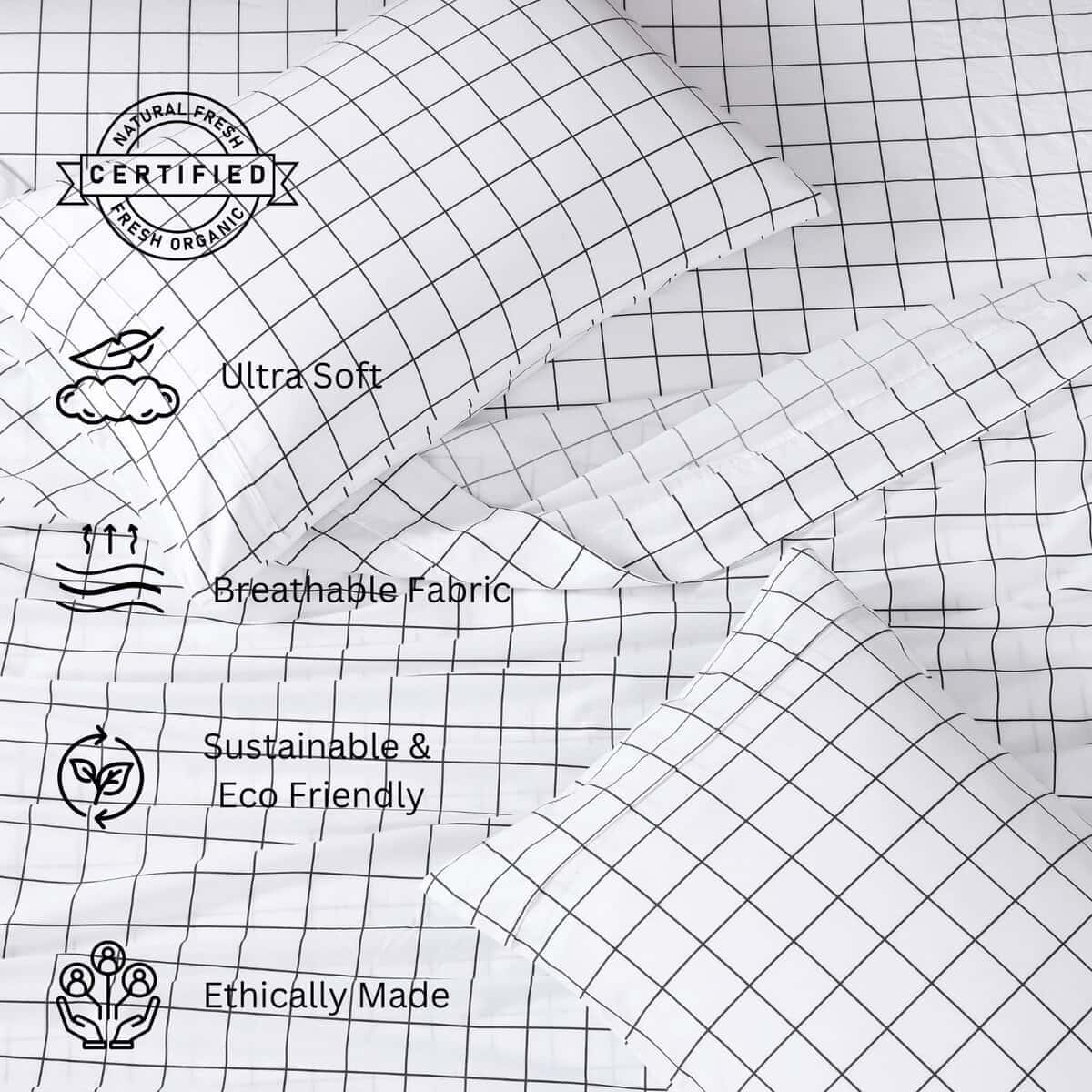 Juego de Sábanas 100% Algodón Orgánico LANE LINEN RV Queen, - Imagen 5