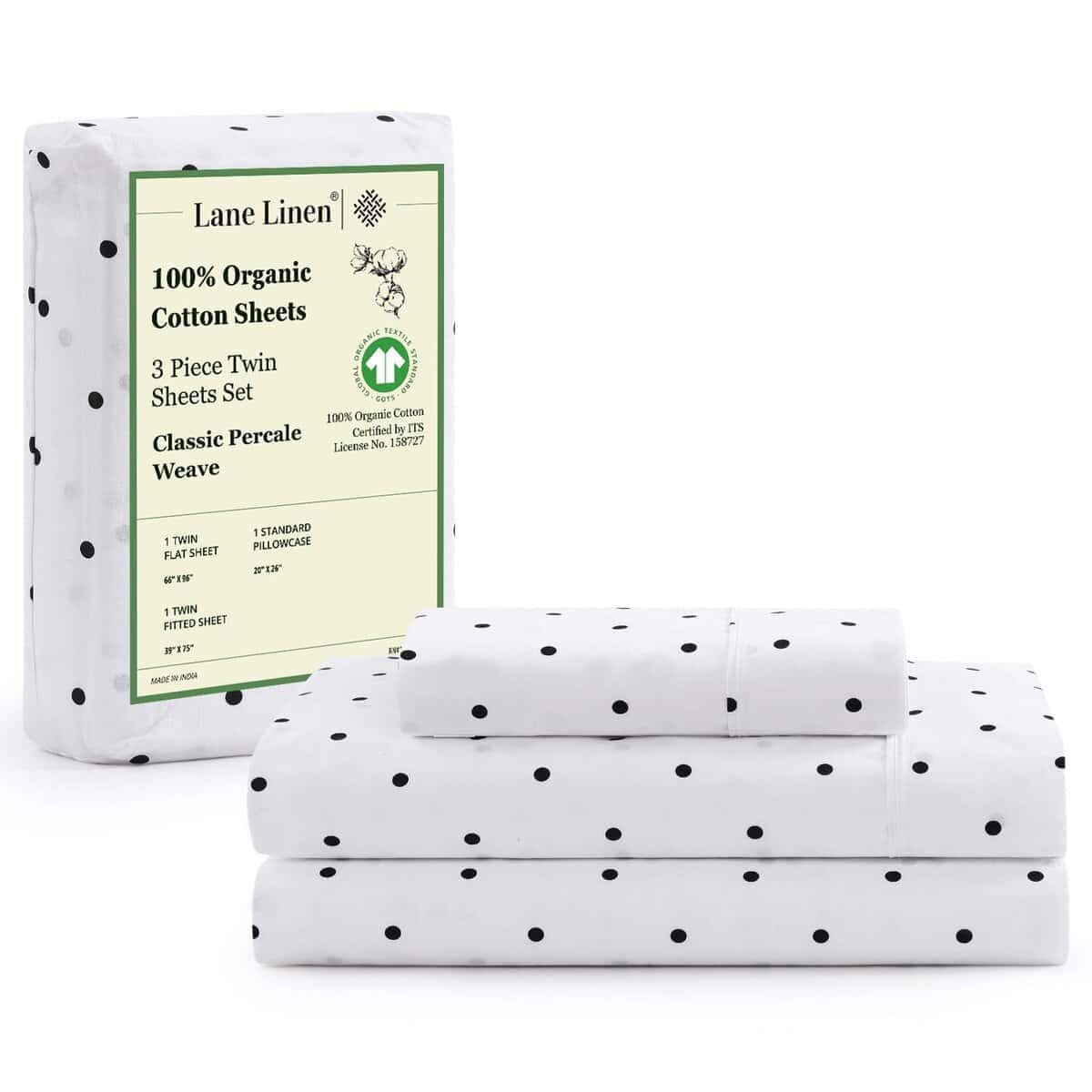 Juego de Sábanas 100% Algodón Orgánico LANE -Negro