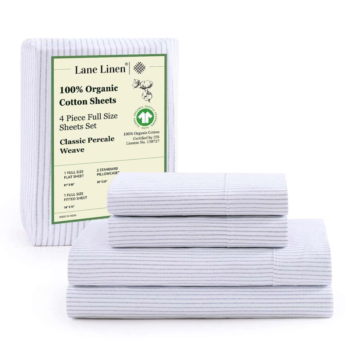 Juego de sábanas Lane Linen 100% algodón orgánico para cama