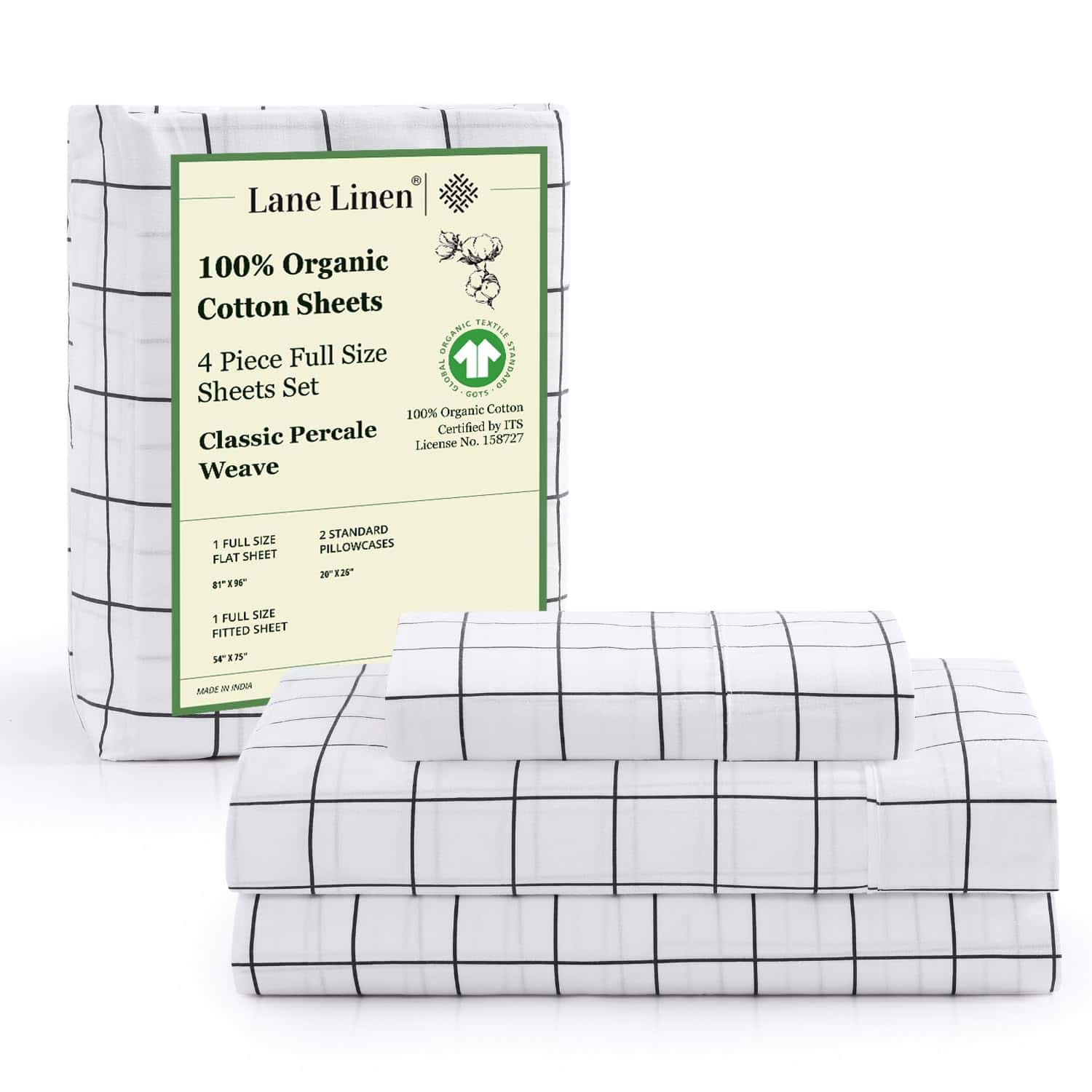 Juego de sábanas de tamaño completo Lane Linen 100% algodón