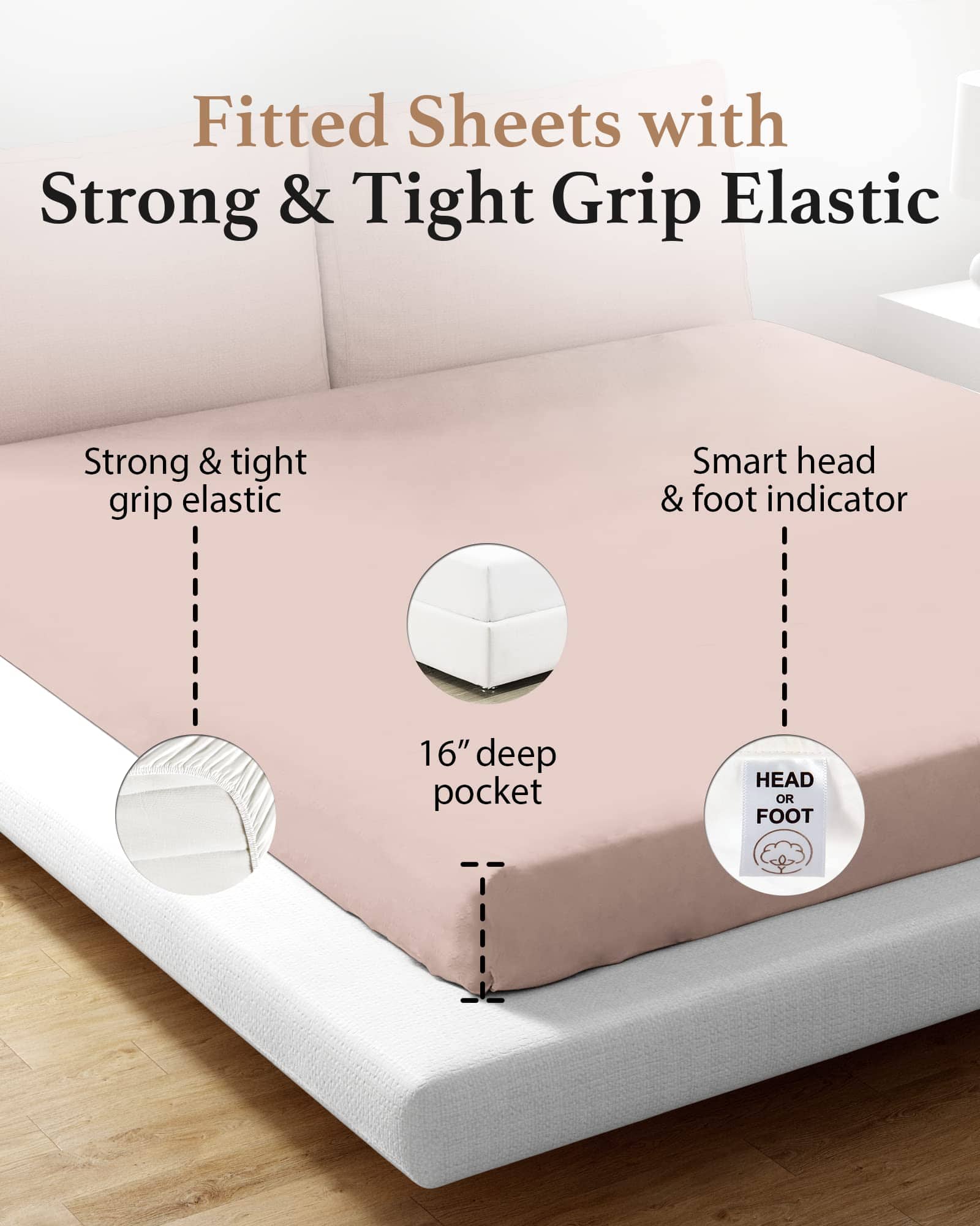 Juego de sábanas ajustables XL Twin de Good Sleep Bedding - - Imagen 5