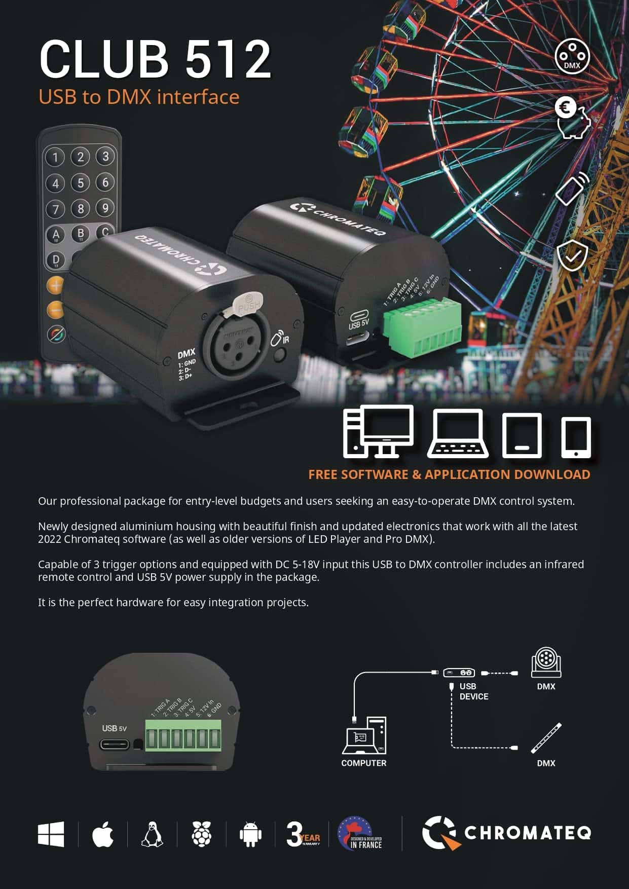 Controlador de iluminación autónomo Chromateq Club 512 USB - Imagen 5