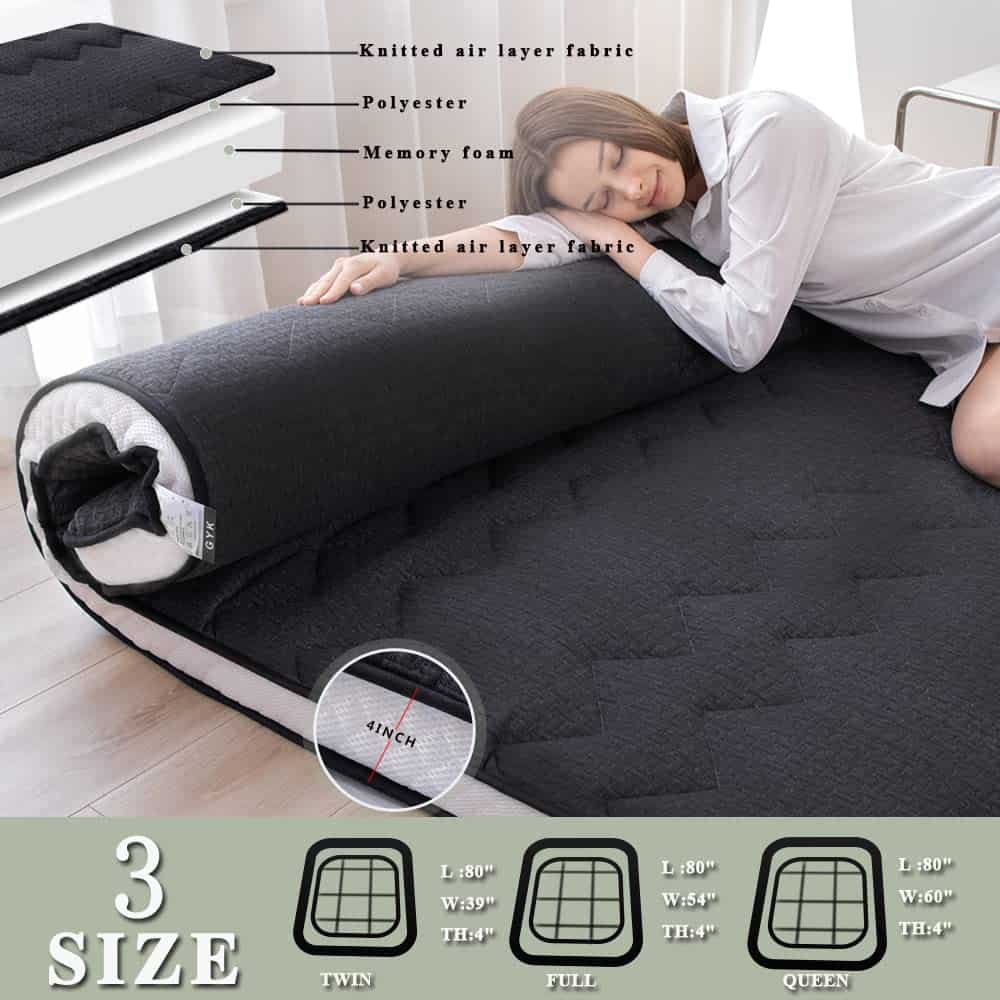 Topper de colchón de espuma viscoelástica GYK, Futón - Imagen 5