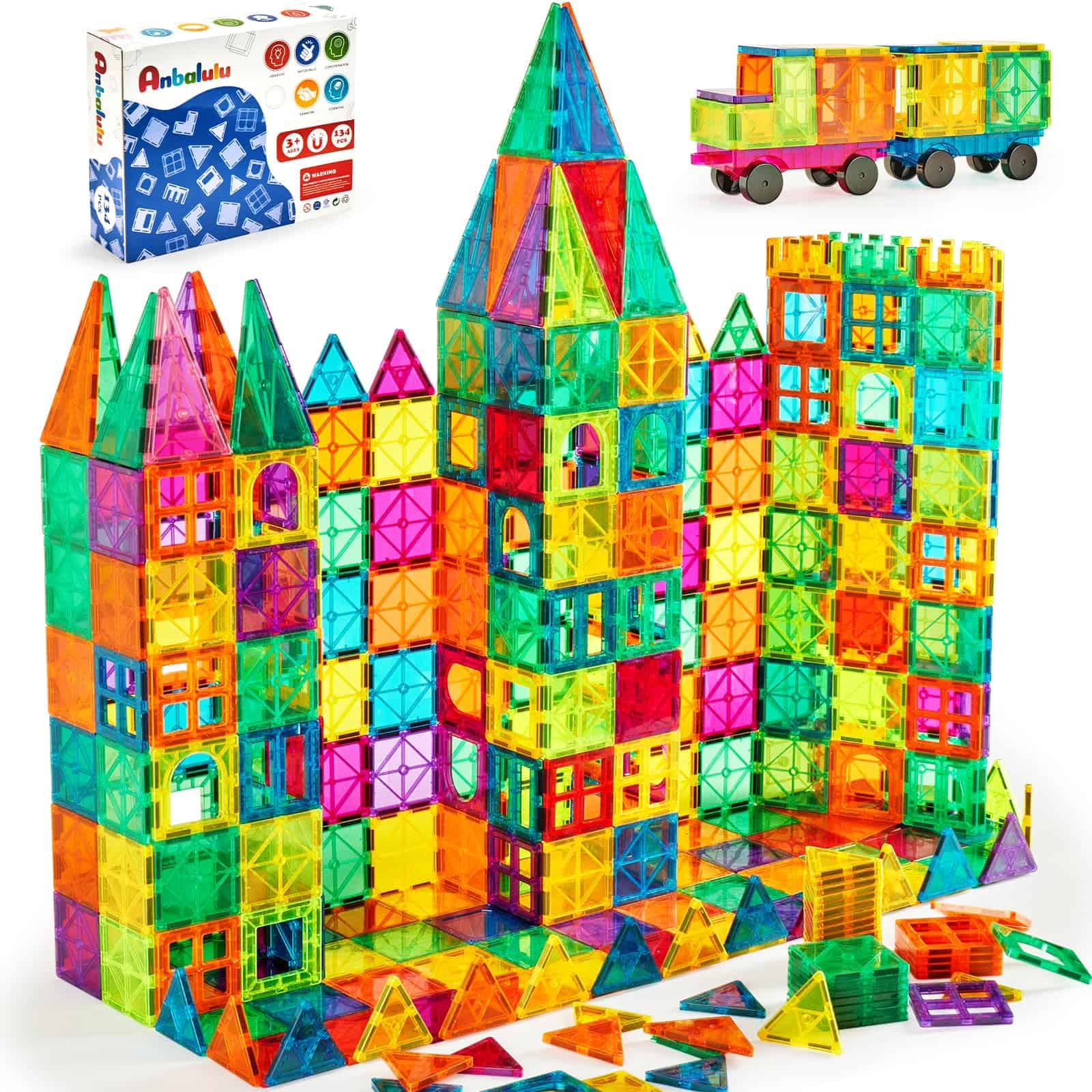 Anbalulu Magnetic Building Tiles, 134 piezas juego grande