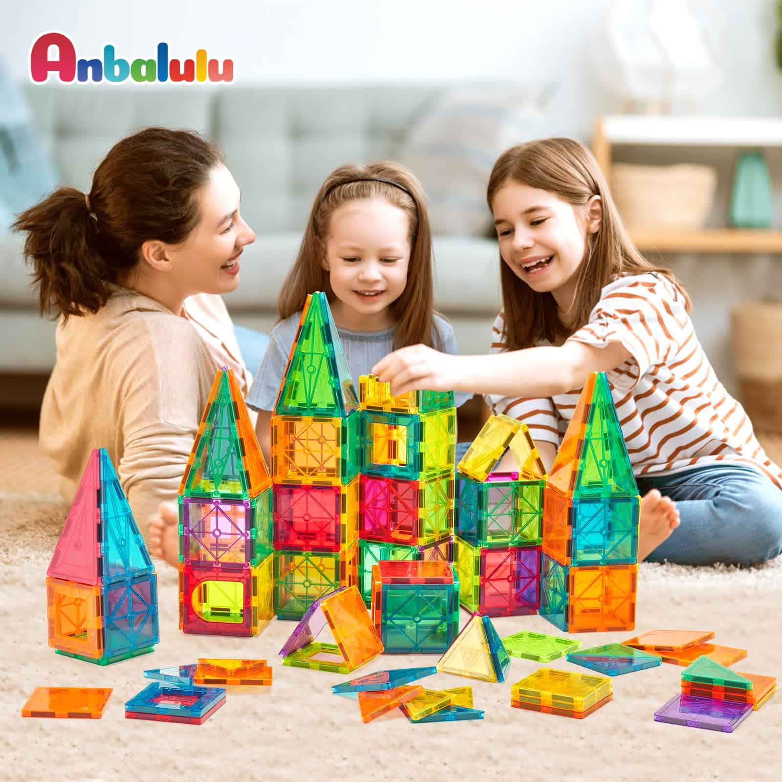 Anbalulu Magnetic Building Tiles, 134 piezas juego grande - Imagen 4