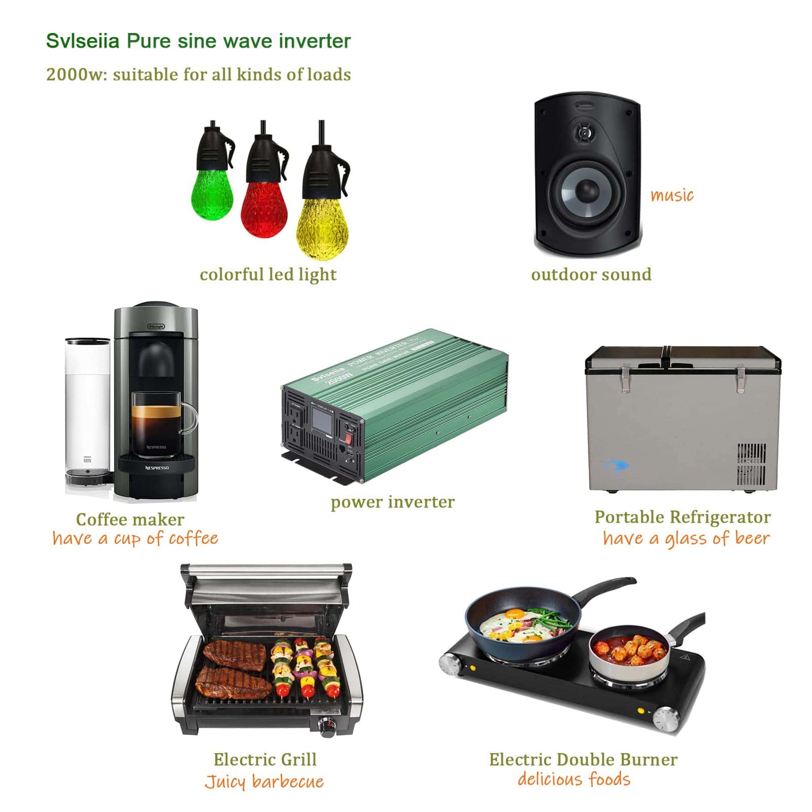 Inversor de Corriente Svlseiia 2000W Onda Pura DC 12v a AC - Imagen 5