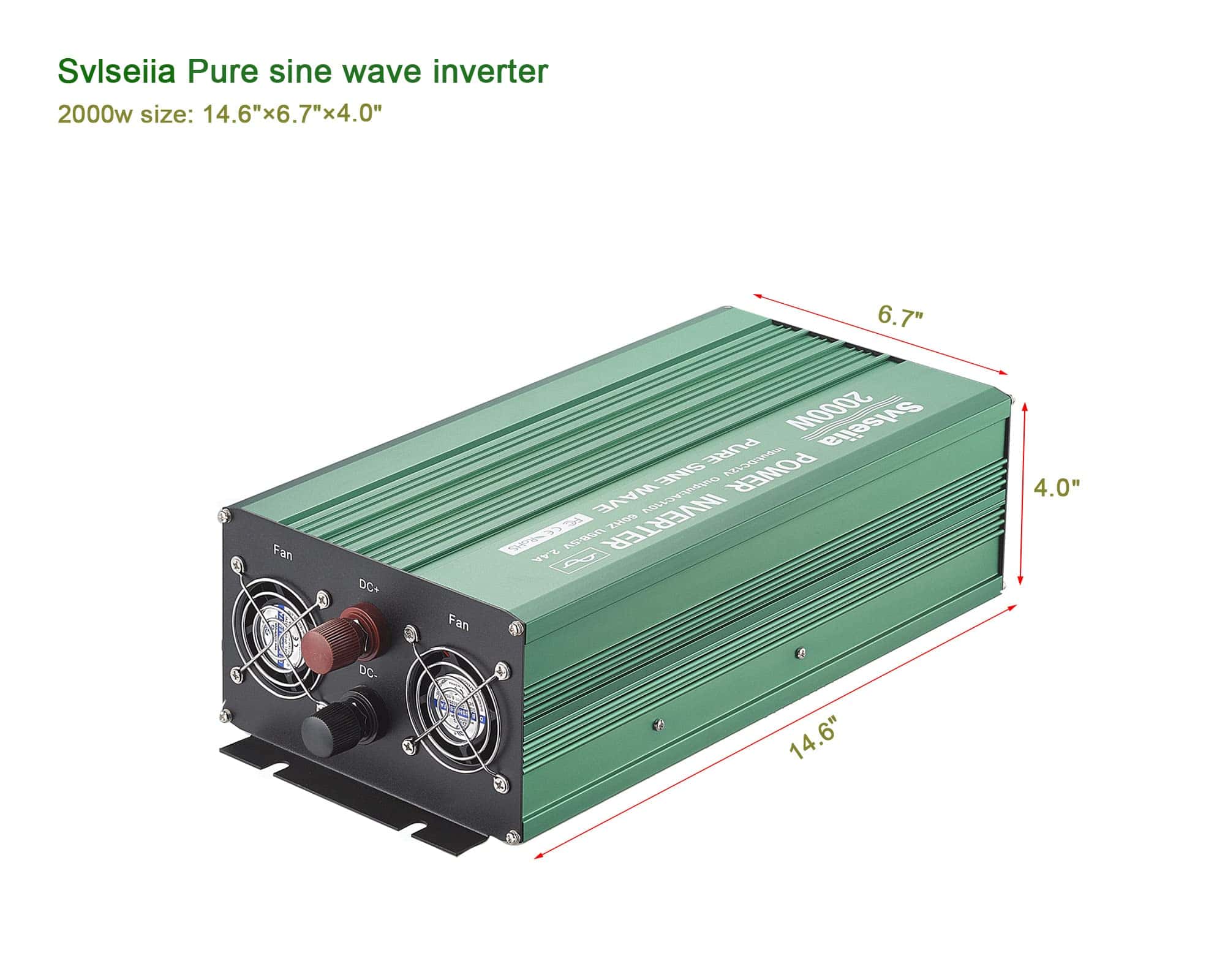 Inversor de Corriente Svlseiia 2000W Onda Pura DC 12v a AC - Imagen 3