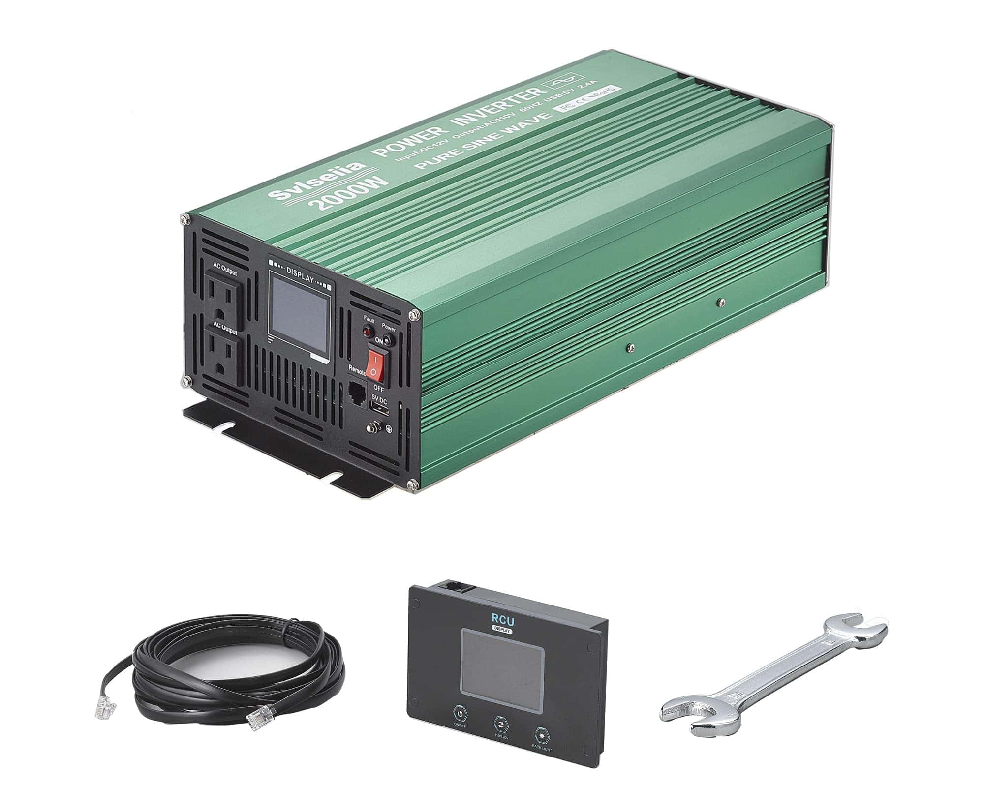 Inversor de Corriente Svlseiia 2000W Onda Pura DC 12v a AC