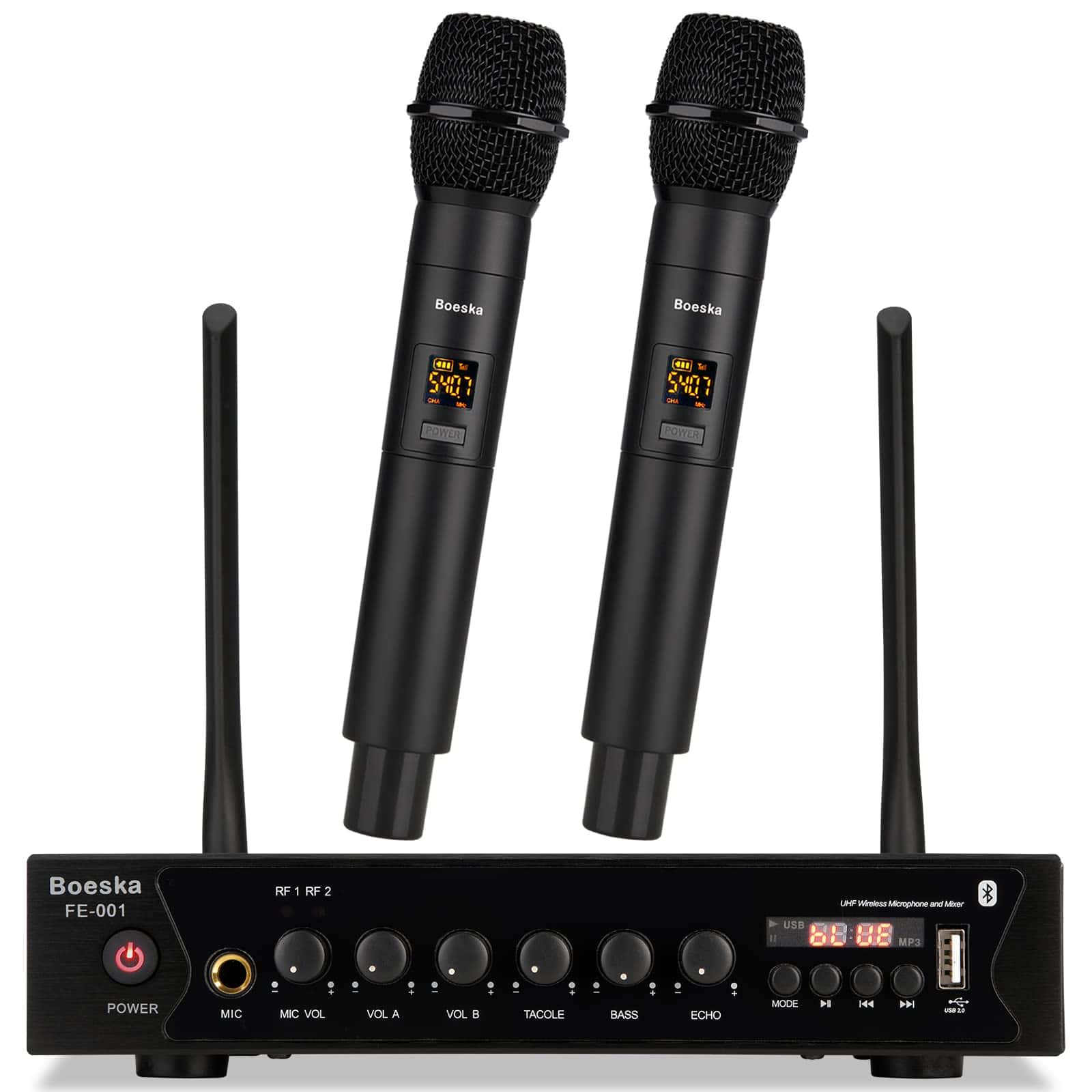 Sistema de Micrófono Inalámbrico UHF Dual con Dos