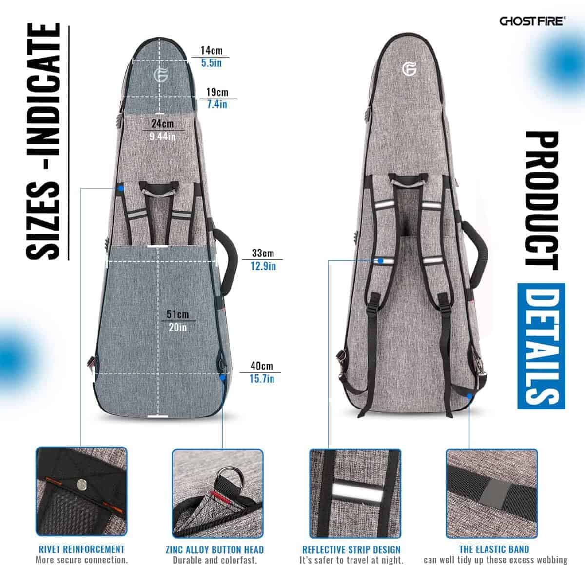 Funda de guitarra eléctrica GHOSTFIRE de alta gama Súper - Imagen 5