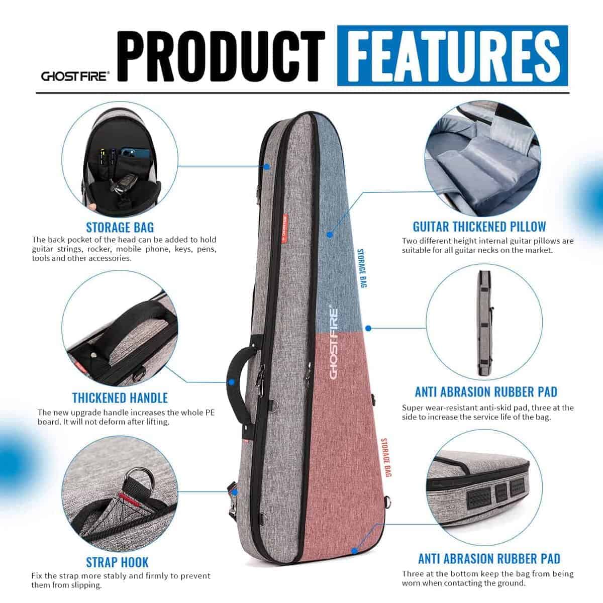 Funda de guitarra eléctrica GHOSTFIRE de alta gama Súper - Imagen 3