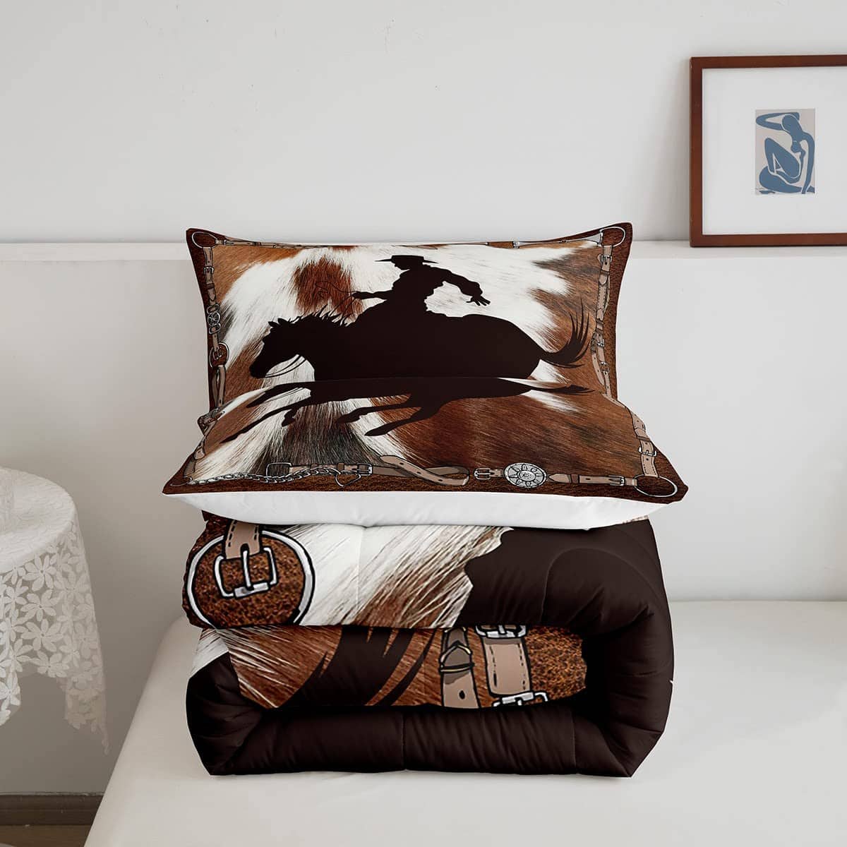 Juego de edredón Western Cowboy tamaño King en estampado de - Imagen 6