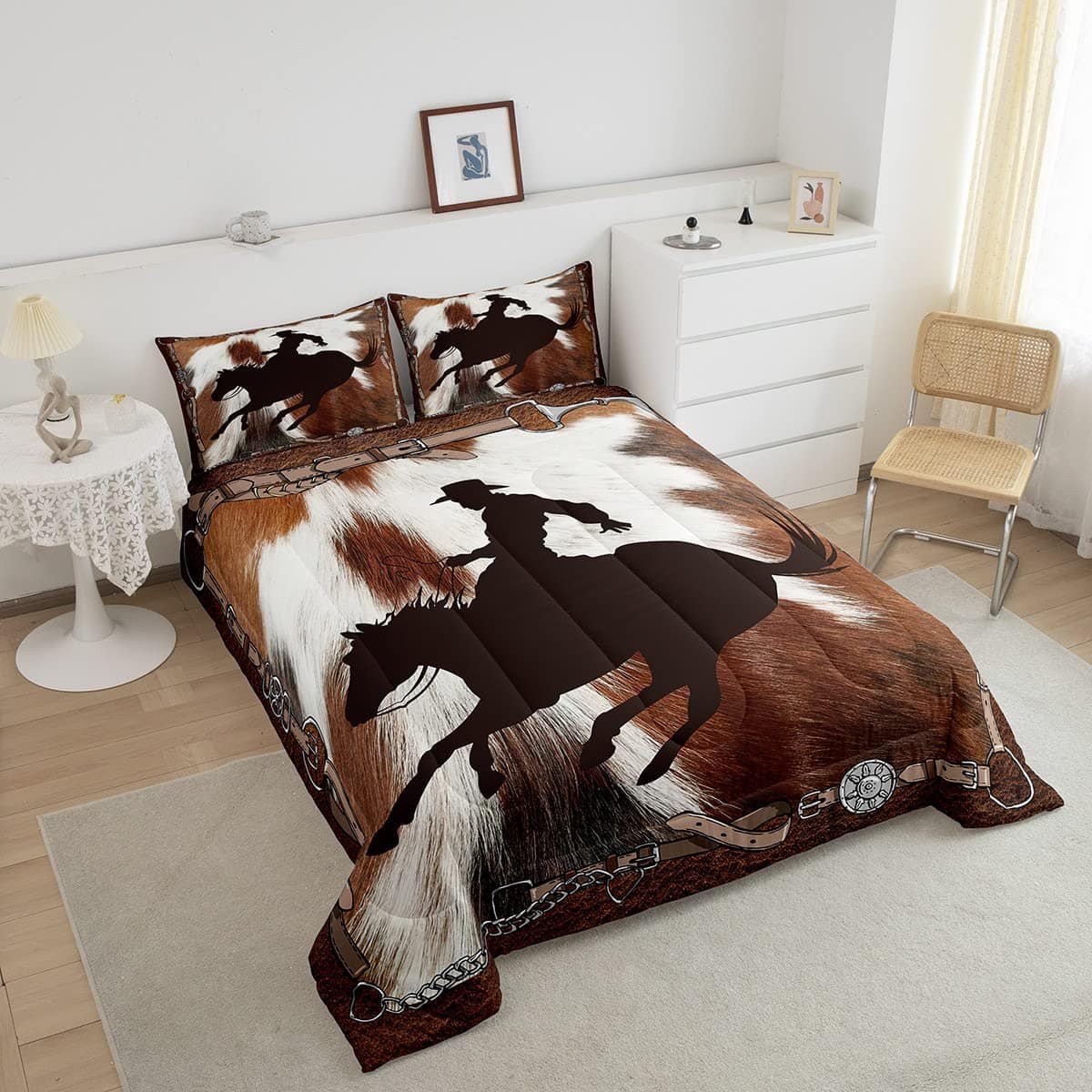 Juego de edredón Western Cowboy tamaño King en estampado de - Imagen 4