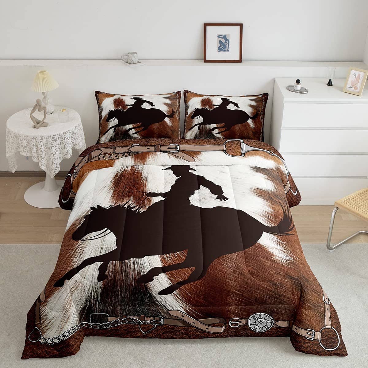 Juego de edredón Western Cowboy tamaño King en estampado de