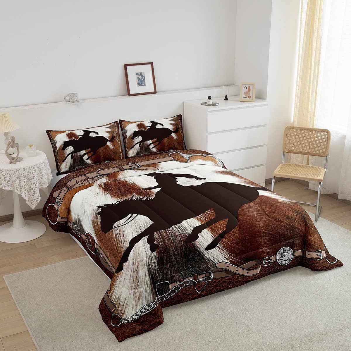 Juego de edredón Western Cowboy tamaño King en estampado de - Imagen 3